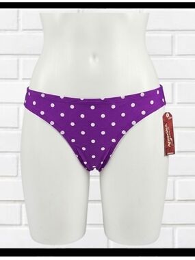 NWT Arizona Jean Co. Purple Polka Dot Bikini Bottoms - Size Medium